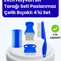 Mey İthalat® Evcil Hayvan Bakımı İçin Dayanıklı ve Çok Amaçlı Tarak Seti (4 Parça)