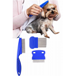 Mey İthalat® Evcil Hayvan Bit Tarağı Seti Paslanmaz Çelik Bıçaklı 4'lü Set