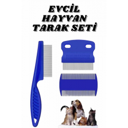 Mey İthalat® Evcil Hayvan Bit Tarağı Seti Paslanmaz Çelik Bıçaklı 4'lü Set