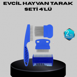 Mey İthalat® Evcil Hayvan Tüy Bakım Seti – 4’lü Paslanmaz Çelik ve Eco Plastik, Kolay Temizlenebilir ve Dayanıklı