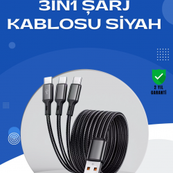 Mey İthalat® Evrensel 3 Başlıklı Şarj Kablosu – iPhone Huawei Samsung İçin
