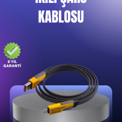 Mey İthalat® Evrensel Uyumluluklu Dayanıklı Metal Başlıklı Hızlı Şarj Kablosu