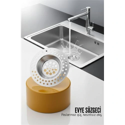 Mey İthalat® Evye Süzgeci 7.1 cm Paslanmaz Çelik  - Mutfak Lavabo Gider Süzgeci Seti Tıkanma Önleyici