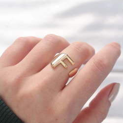 Mey İthalat® F Harfli Altın Renk Ayarlanabilir Yüzük