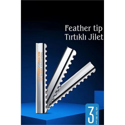 Mey İthalat® Feather Tip Tırtıklı Ustura Jileti 3 Adet