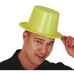 Mey İthalat® Floresan Sarı Renk Simli Uzun Fötr Melon Şapka 12 cm