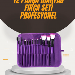 Mey İthalat® Fondöten, Allık ve Far Uygulamalarına Uygun 12 Parça Makyaj Fırça Takımı Ergonomik Saplı