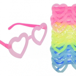 Mey İthalat®  Fosforlu Kalp Model Glow Parti Gözlüğü Karanlıkta Yanan Gözlükler 12 Adet