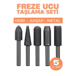 Mey İthalat® Freze Ucu Taşlama Seti Profesyonel Çelik Rotary Burr Seti  5'li Metal İşleme Uçları