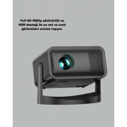 Mey İthalat® Full HD 1080P HDR Destekli Akıllı Projeksiyon Cihazı