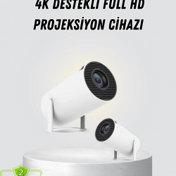 Mey İthalat® Full HD 4K Destekli Akıllı Projeksiyon – 130 inç Ekran, Uzun Ömürlü Ampul ve Çoklu Giriş