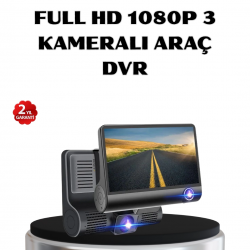 Mey İthalat® Full HD Araç Kamerası 3’lü 4.0” Ekranlı ve HDR Gece Görüşlü