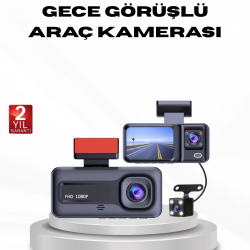 Mey İthalat® Full HD Üç Kameralı Araç Kamerası G-Sensörlü ve Gece Görüşlü
