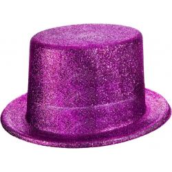 Mey İthalat® Fuşya Pembe Renk Parıltılı Simli Fötr Silindir Parti Şapkası