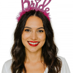 Mey İthalat® Fuşya Renk Bekarlığa Veda İtalik Yazı Alyanslı Bride Taç