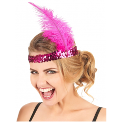 Mey İthalat® Fuşya Renk Tüylü Çarliston Saç Bandı