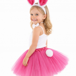 Mey İthalat® Fuşya Tavşan Kostüm Seti Kız Çocuk – Tütü Etekli 4 Parça