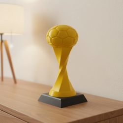 Mey İthalat® Futbol Toplu Sarı Kupa 21cm Masaüstü Dekor Ödül Figürü