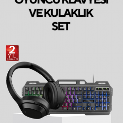 Mey İthalat® Gaming Set Işıklı Klavye Mouse + Bluetooth 5.2 Kulaklık Oyuncu Paketi