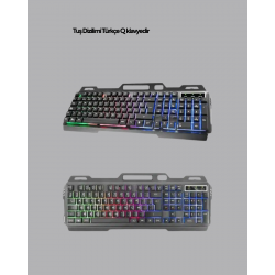 Mey İthalat® Gaming Set Işıklı Klavye Mouse + Bluetooth 5.2 Kulaklık Oyuncu Paketi