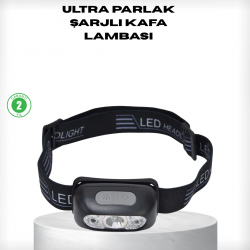 Mey İthalat® Gece Balıkçılığı İçin Ultra Parlak Şarjlı Kafa Lambası | 4 Işık Modu + USB Şarj