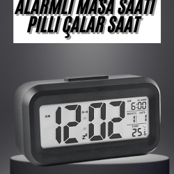 Mey İthalat® Gece Dijital Masa Saati Dijital Alarmlı Led Ekran Pilli Çalar Saat