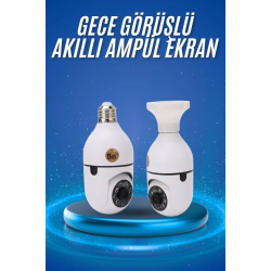 Mey İthalat® Gece Görüşlü Akıllı Dönebilen Ev Kamerası Ampül Kamera
