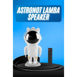 Mey İthalat® Gece Lambası Astronot Bluetooth Hoparlörlü Galaksi Işık Projektörü