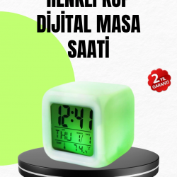 Mey İthalat® Gece Lambası Fonksiyonlu Renk Değiştiren LED Küp Dijital Saat