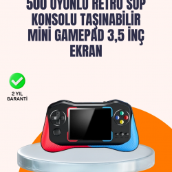Mey İthalat® Geniş Ekranlı 500 Oyunlu Taşınabilir El Konsolu – Her Yerde Kesintisiz Oyun Keyfi