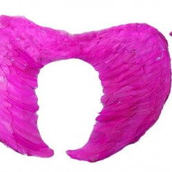 Mey İthalat® Gerçek Tüylü Katlanabilir Çocuk Pembe Melek Kanadı ve Asa Seti 40x55 cm