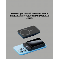 Mey İthalat® Gerçek Zamanlı Güç Göstergeli Manyetik USB-C Taşınabilir Powerbank