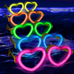 Mey İthalat® Glow Kalpli Fosforlu Gözlük 6’lı Renkli Set – Neon Parti