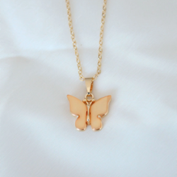 Mey İthalat® Gold Kaplama Sarı Renk Sedefli Kelebek Kolye