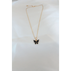 Mey İthalat® Gold Kaplama Siyah Renkli Sedefli Kelebek Kolye