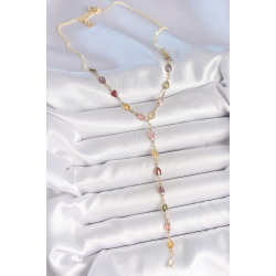 Mey İthalat® Gold Karışık Renk Zirkon Taşlı Y Pirinç Kolye