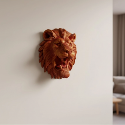 Mey İthalat® Gold Kırmızı Aslan Duvar Dekoru Asılabilir Hediyelik 3D Heykel 20x21 cm