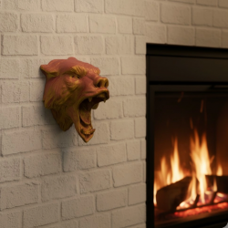 Mey İthalat® Gold Kırmızı Jaguar Duvar Dekoru Asılabilir Hediyelik 3D Heykel 20x16 cm