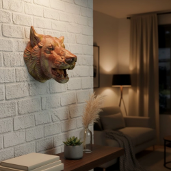 Mey İthalat® Gold Kurt Duvar Aksesuarı Asılabilir 3D Dekoratif Heykel 25x19 cm