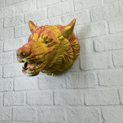 Mey İthalat® Gold Kurt Duvar Aksesuarı Asılabilir 3D Dekoratif Heykel 25x19 cm