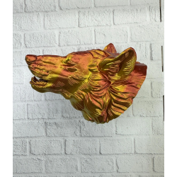 Mey İthalat® Gold Kurt Duvar Aksesuarı Asılabilir 3D Dekoratif Heykel 25x19 cm