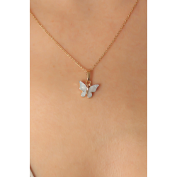 Mey İthalat® Gold Mavi Renk Kelebek Figür Kadın Kolye