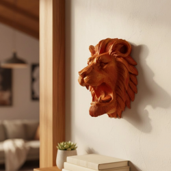 Mey İthalat® Gold Red Aslan Başı Duvar Aksesuarı