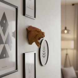 Mey İthalat® Gold Red Jaguar Başı Duvar Aksesuarı Asılabilir Dekoratif 20x16 cm