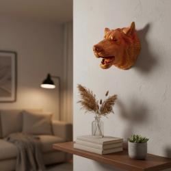 Mey İthalat® Gold Renk 3D Kurt Başı Duvar Dekoru