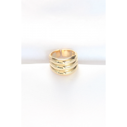 Mey İthalat® Gold Renk Ayarlanabilir Çizgili Bombe Yüzük