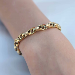 Mey İthalat® Gold Renk 316L Çelik Zincir Kadın Bileklik