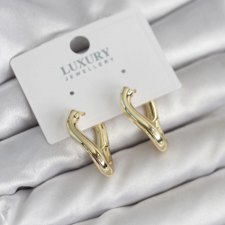 Mey İthalat® Gold Renk Eğik Halka Model Pirinç Kadın Küpe