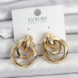 Mey İthalat® Gold Renk Halka Model Pirinç Kadın Küpe