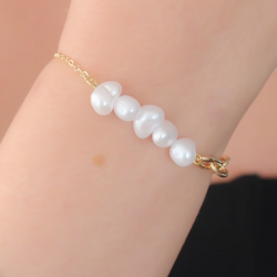 Mey İthalat® Gold Renk İnci Boncuk Model Kadın Bileklik